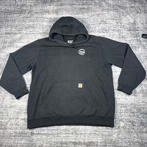 Carhartt 2XL Tall Loose Fit Pullover Hoodie Long Sleeve Black Thick Fabric Blend